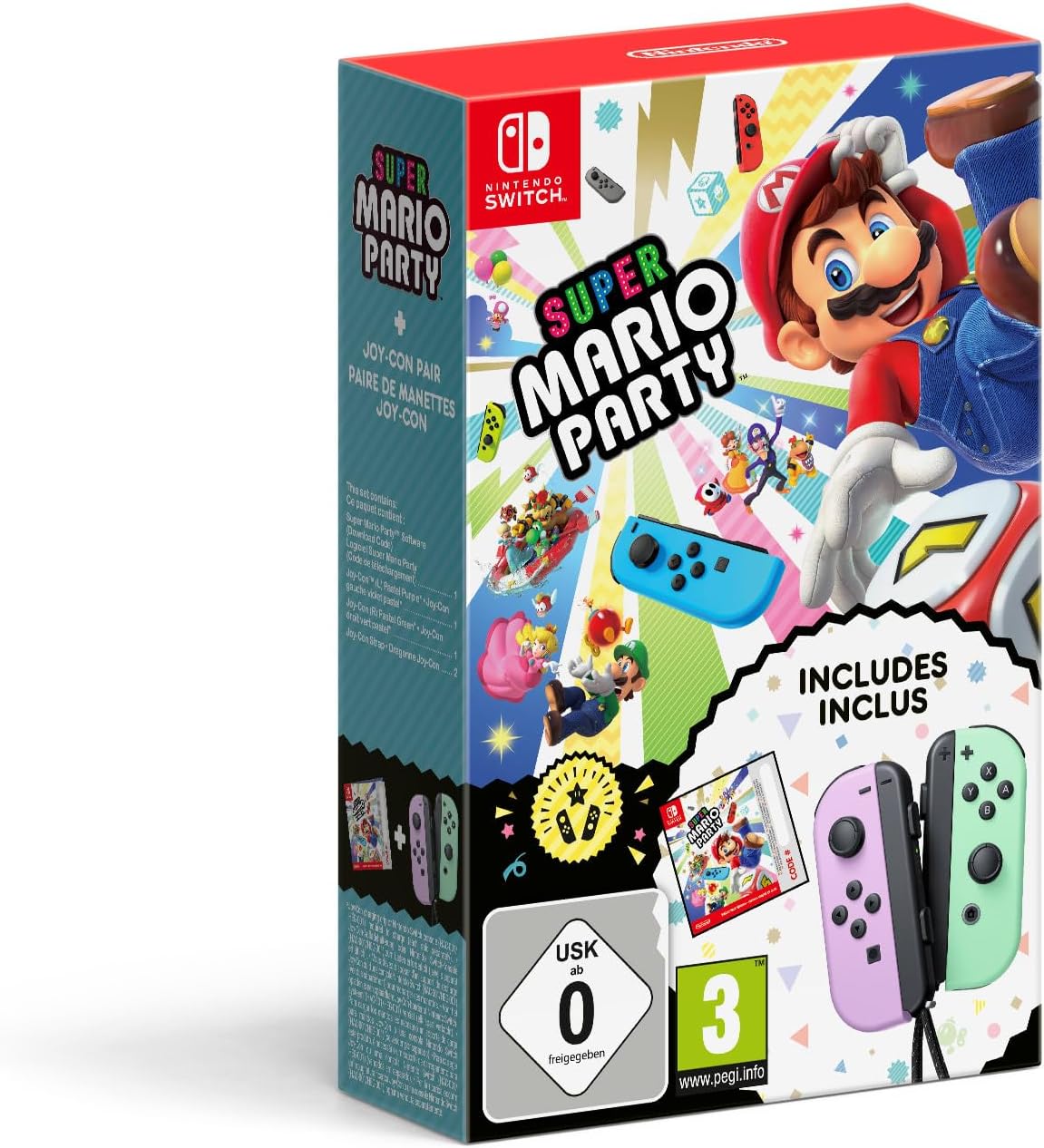 Mario Party (código de descarga) + Joy-Con Verde Pastel/Morado Pastel